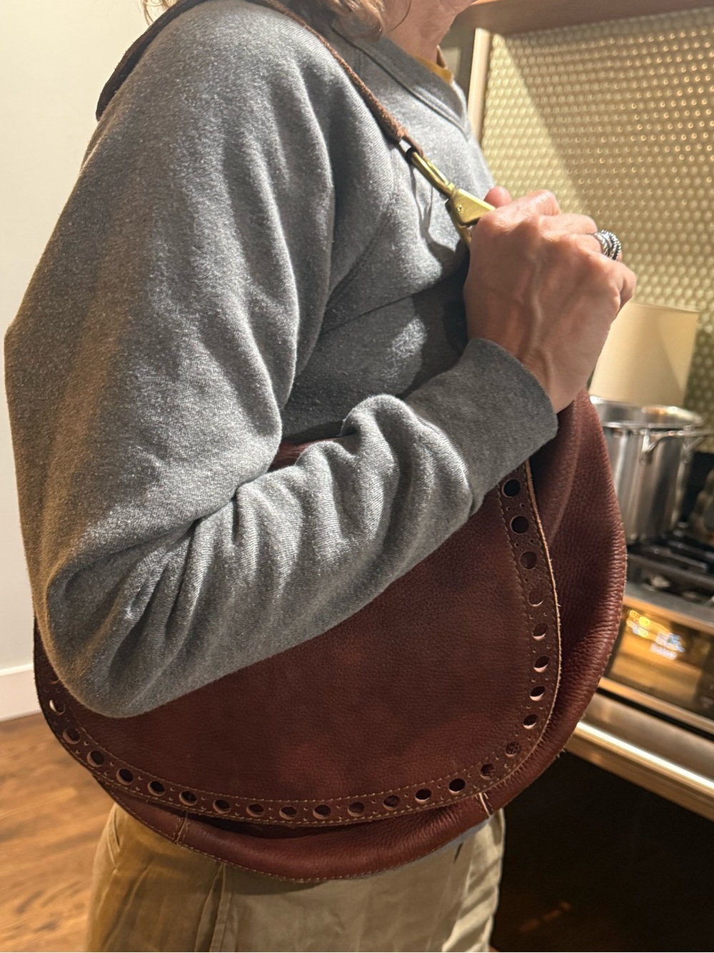 Leather Hobo Shoulder Bag Boho Vintage inspired. EUC